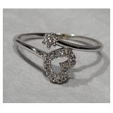 925 Diamond Heart Ring Size 6