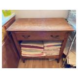 Wooden Side Table w/ Linen