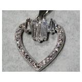 S925 Diamond Heart Necklace 8"