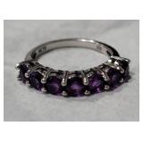 925 MOTH Size 7 Ring Purple Stones