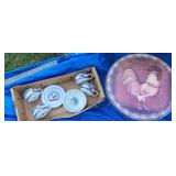 Rooster Stand and Dish Set