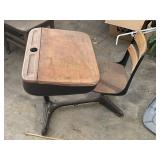 Vintage Wooden & Metla School Desk