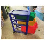 Colorful 3 Tier Rolling Plastic Bins