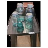 Antique Aqua BALL Mason Jars w/ table