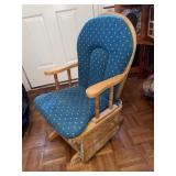 Wooden Rocking Chair w/ Green Cushion