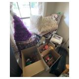 Misc. Holiday Items, Linens, and Side Table