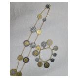 Foriegn Coin Necklace & Bracelet
