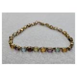 Multi - Colored Gemstone Bracelet
