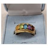 Multi Gemstone Ring Sz 9 P14K