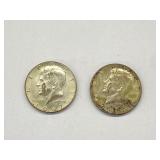 2 Pcs. 1961 Liberty Kennedy Half Dollar
