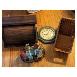 Breadbox, Cups, Saucers, Clock, more