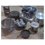 BBQ Grill, Pots, Cast Iron Pan & More