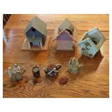 Decorative Bird Houses and Small Figurines