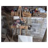 Art Supplies, Easel, Boxes of SprayPaints & More