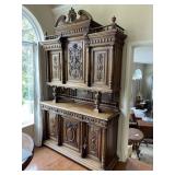 Large Walnut Carved Court-Cupboard (SEE DETAILS)