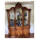 Walnut French Style Inlayed China Cabinet
