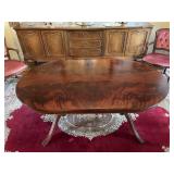 Double Pedestal Oval Burl Walnut Dining Table