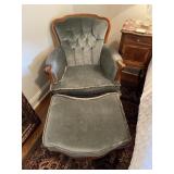 French Upholstered Arm Chair W/ Matching Ottoman