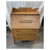 Oak 3 Drawer Drop Front Desk