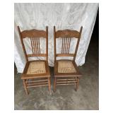 Pair of Matching Oak Pressed Back Chairs