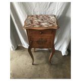 Cherry French Marble Top Smoking Stand
