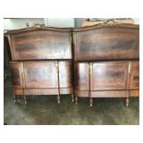 2 Matching Walnut Gold Gilded Beds