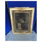 Painting on Board in Antique Gold Leaf Frame