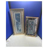 2 Asian Themed Needle Point on Silk