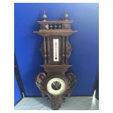 Walnut Carved Barometer/Thermometer