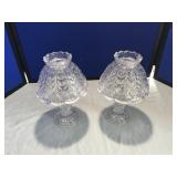 2 Crystal Candle Holders W/ Domes