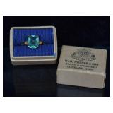 Antique 10k Gold Paste Stone Ring w/ Orig Box