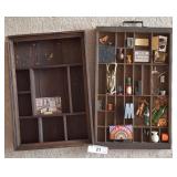 2 pcs. Shadowbox Letter Sort Drawers w Miniatures