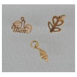 14k Gold Charms - #1 Mom, Shell & Flower