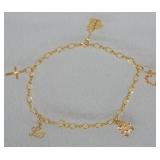 14k Gold Charm Bracelet w/ 5 Charms