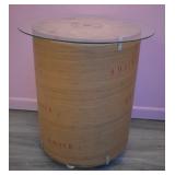 Industrial Wooden Spool Glass-top Side Table