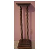 Antique Carved Wood Barley Twist Plant Stand