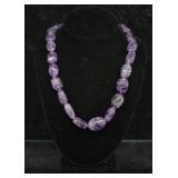 Carved Amethyst Bead Necklace