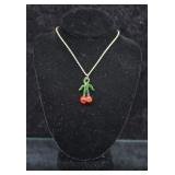 12k Gold-fill Glass Cherry Pendant Necklace