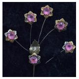 Antique Sterling Silver Paste Stone Flower Brooch