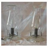 Pair of Etched Glass Nightstand Lamps  - Work