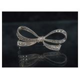 Sterling Silver Marcasite Bow Pin / Brooch