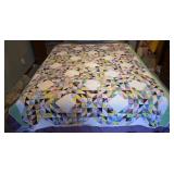Vintage Hand & Machine Sewn Diamond Pattern Quilt