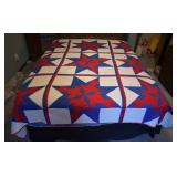 Vintage Hand & Machine Sewn Star Pattern Quilt