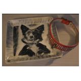 Vintage Rhinestone Dog Collar & Dog Plate