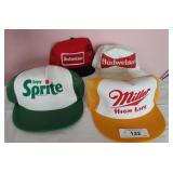 4 Pcs Vintage Beverage Trucker Hats