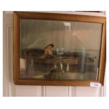 1899 Mary Elkert Lithogaph Print Girl in Boat