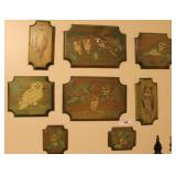 Vintage Owl Laquered Wood  Wall Art