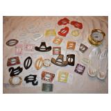 Large Lot of Ceramic Painted Scarf Pins