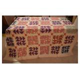 Vintage Hand & Machine Sewn Pinwheel Pattern Quilt