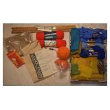 Lot of Yarn & Burlap Fabrics & Crafting Tools